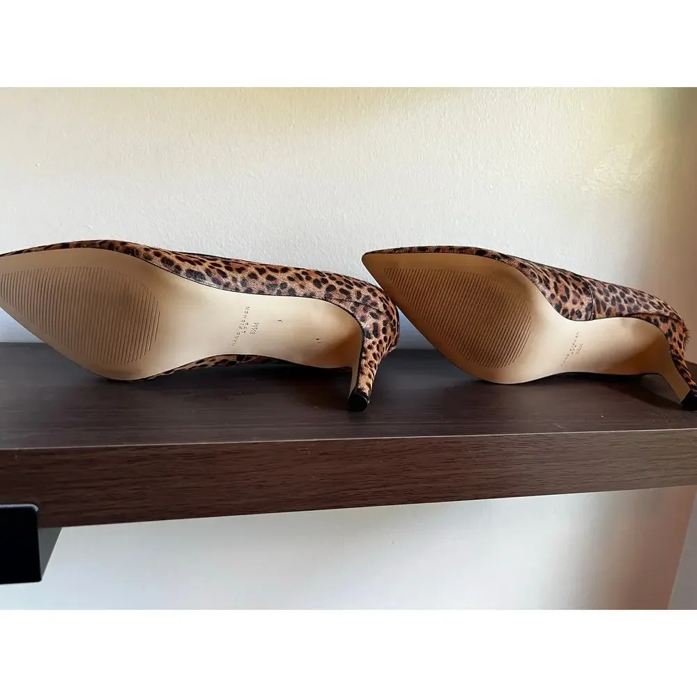 Marc Fisher LTD Gennily Leopard Calf Hair Pointed Toe Pumps Heels 8.5M